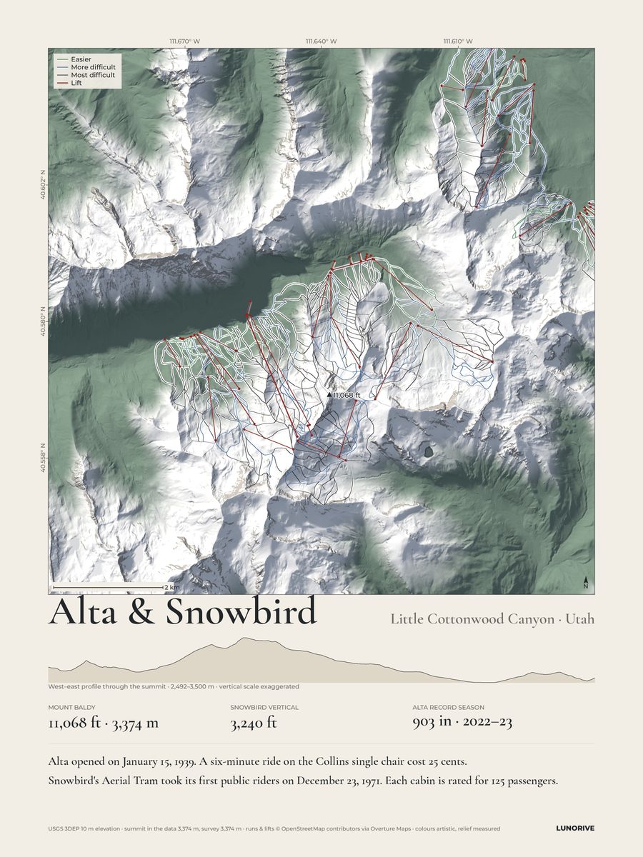 Alta & Snowbird, Utah: Measured Mountains print