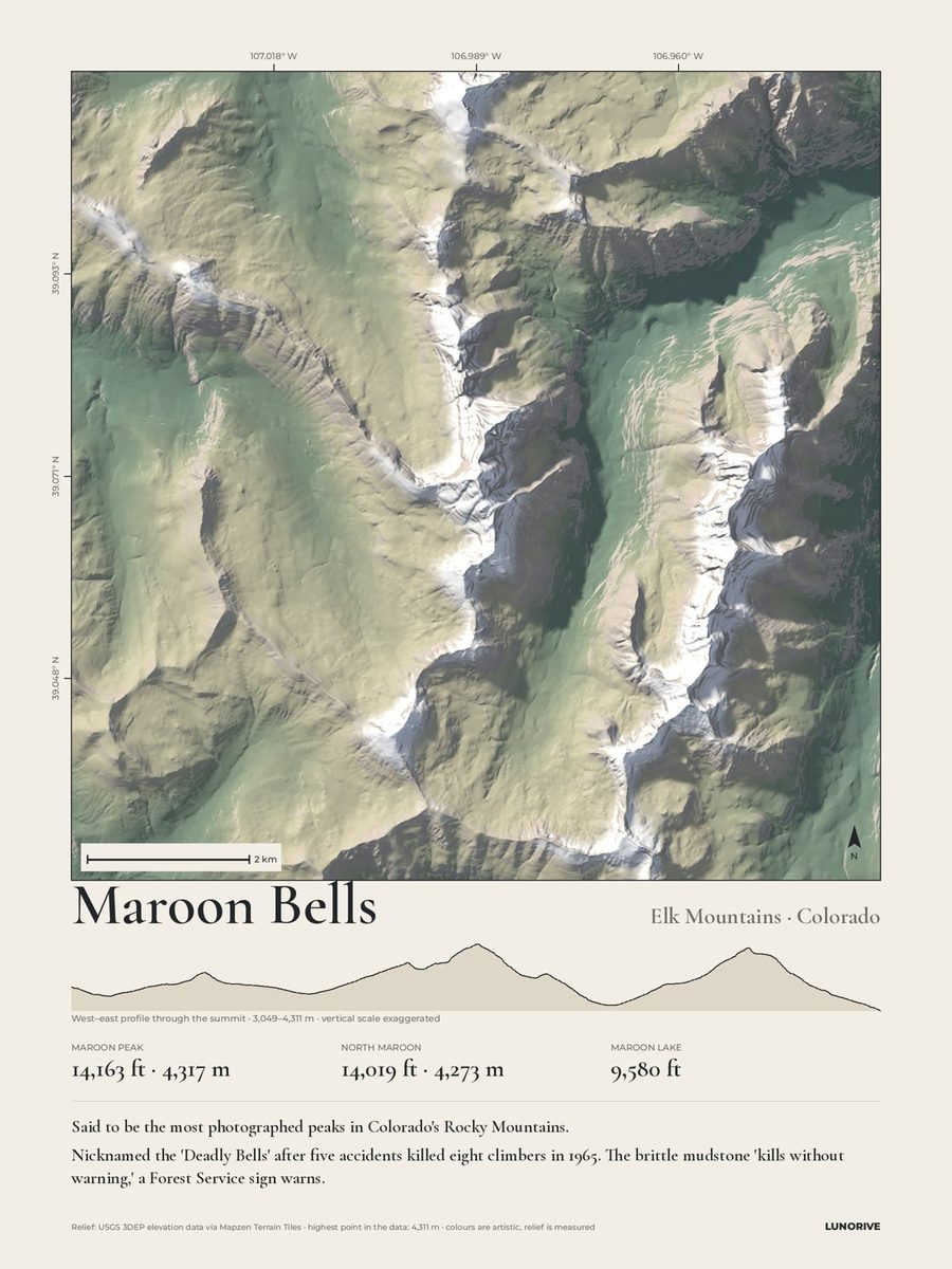Maroon Bells, Colorado: Measured Mountains print